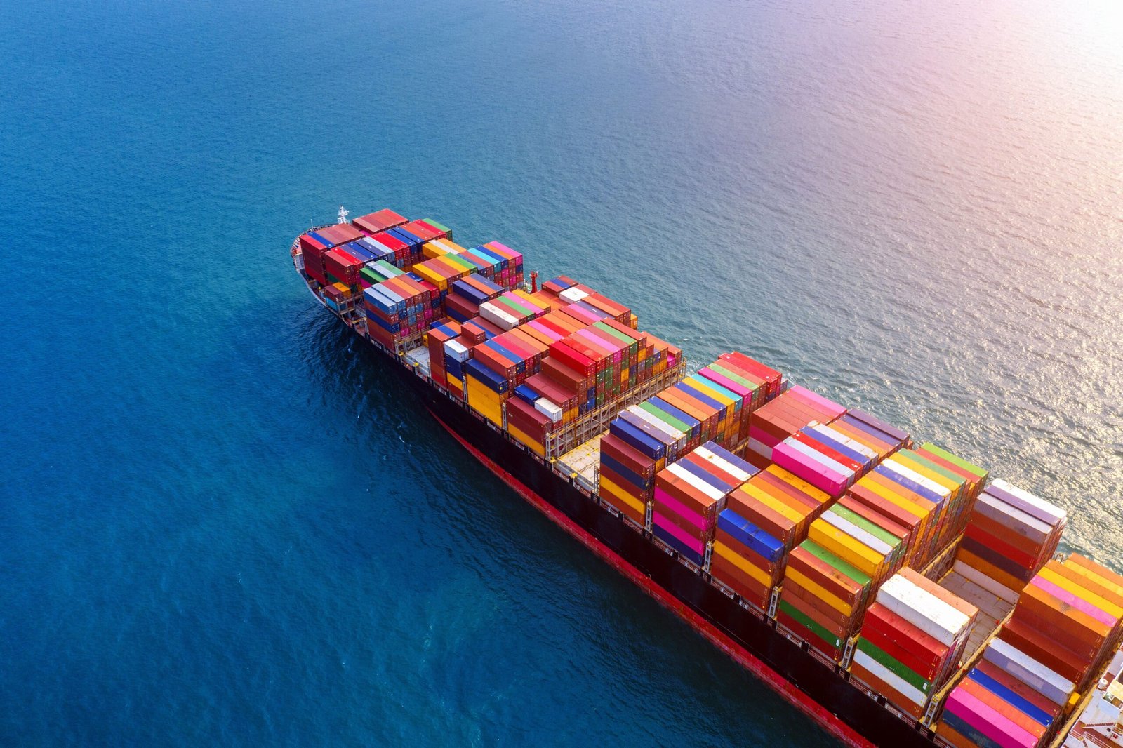 Aerial view container cargo ship sea 1 scaled